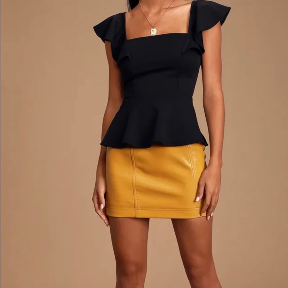 Lulus Top Secret Black Ruffled Peplum Top